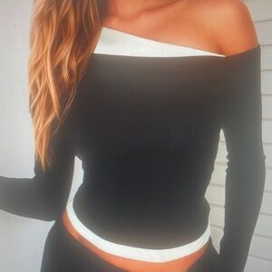 Black and White Off-Shoulder Top